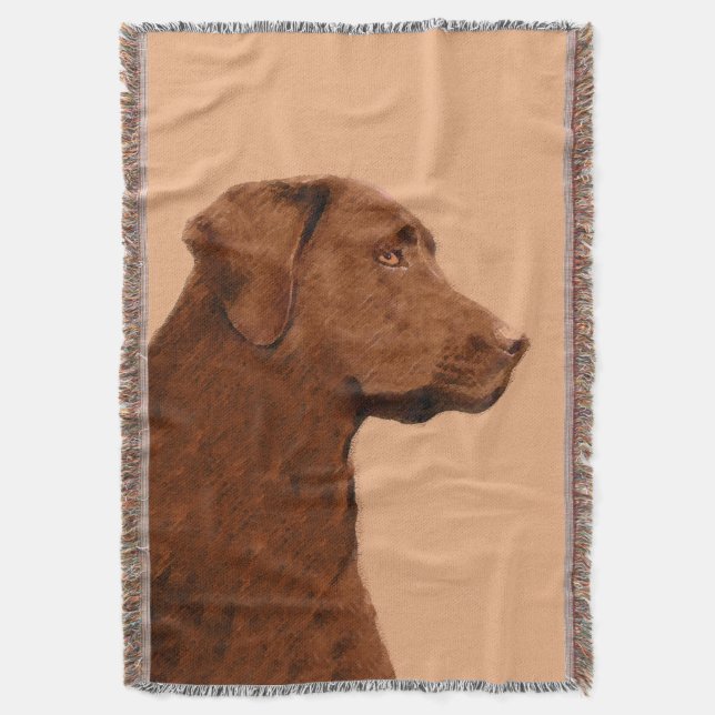 Labrador Retriever (Chocolate) Painting - Dog Art Throw Blanket (Front Vertical)