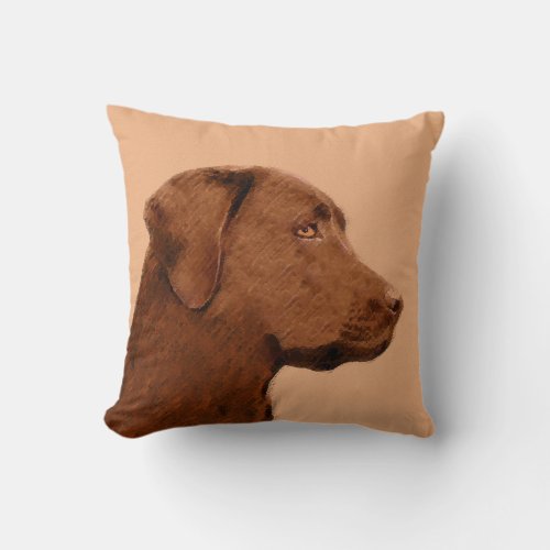 Labrador Retriever Chocolate Painting _ Dog Art Throw Pillow