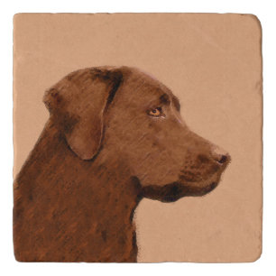 Labrador Retriever (Chocolate) Painting - Dog Art Trivet