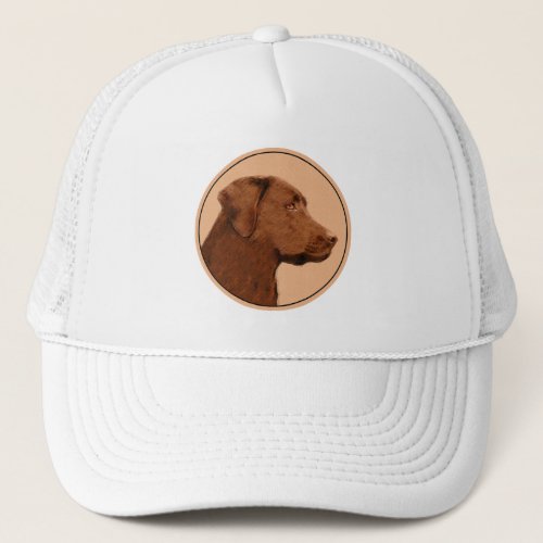 Labrador Retriever Chocolate Painting _ Dog Art Trucker Hat