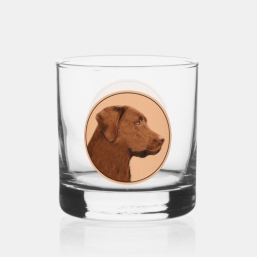 Labrador Retriever Chocolate Painting _ Dog Art Whiskey Glass