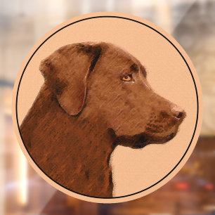 Labrador Retriever (Chocolate) Painting - Dog Art Window Cling