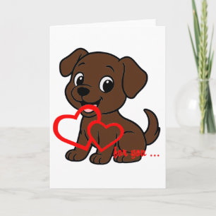 Labrador Retriever Chocolate Valentine Cartoon Card