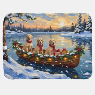 Labrador Retriever Christmas Boat Holiday Baby Blanket