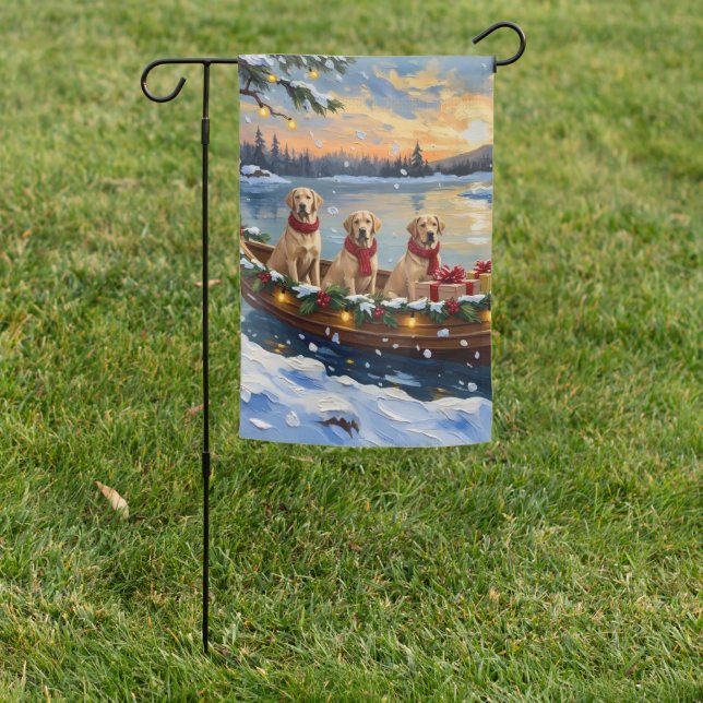 Labrador Retriever Christmas Boat Holiday Garden Flag (In SItu)