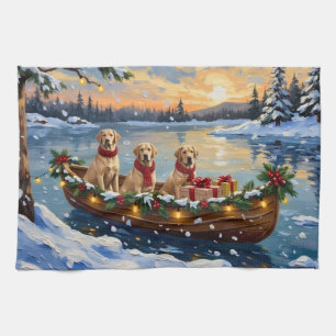 Labrador Retriever Christmas Boat Holiday Kitchen Towel