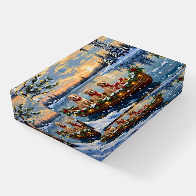 Labrador Retriever Christmas Boat Holiday Paperweight (Angled)