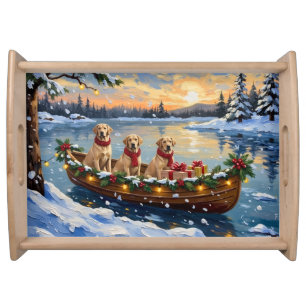 Labrador Retriever Christmas Boat Holiday Serving Tray