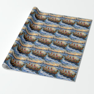 Labrador Retriever Christmas Boat Holiday Wrapping Paper