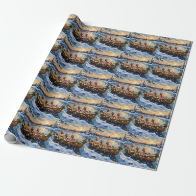 Labrador Retriever Christmas Boat Holiday Wrapping Paper