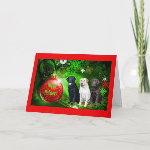 Labrador Retriever  Christmas Card Red Ball10