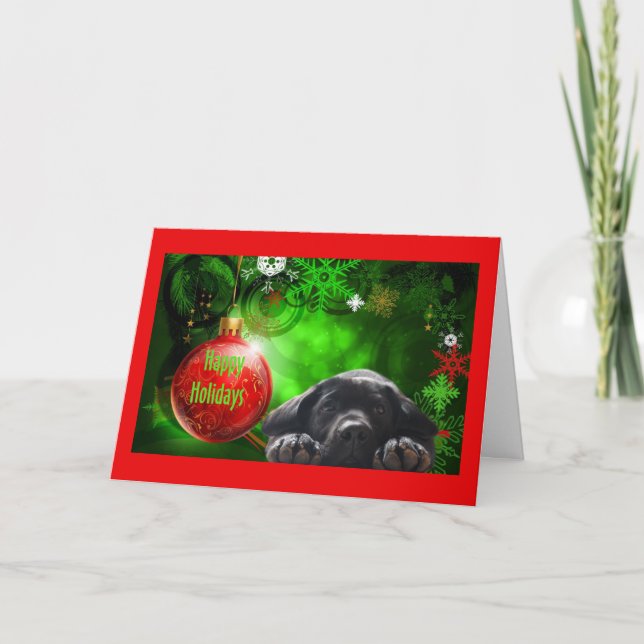 Labrador Retriever  Christmas Card Red Ball12 (Front)