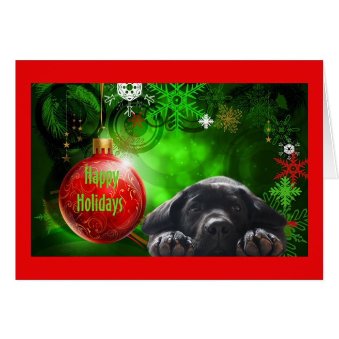 Labrador Retriever  Christmas Card Red Ball12