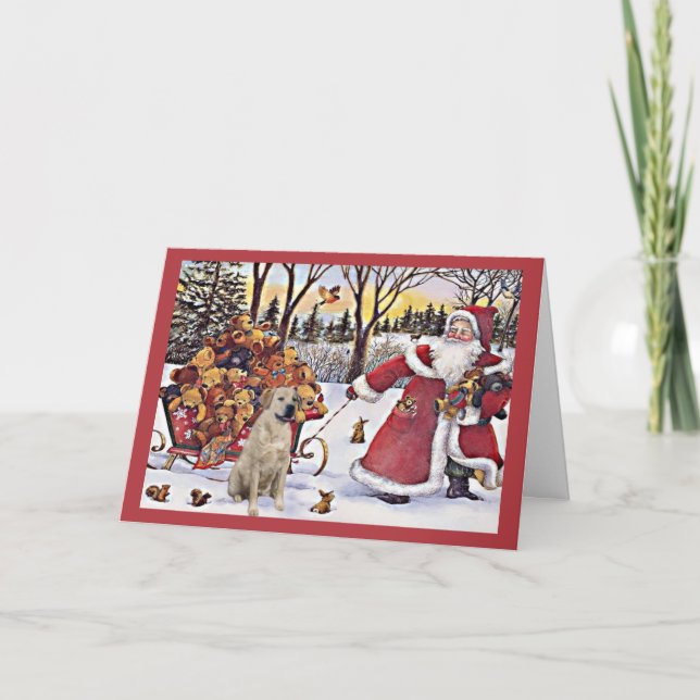 Labrador Retriever  Christmas Card Santa Bears2 (Front)