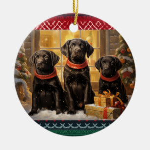 Labrador Retriever Christmas Ceramic Ornament