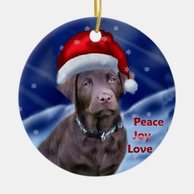 Labrador Retriever Christmas Ceramic Ornament (Front)