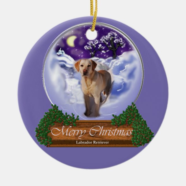 Labrador Retriever Christmas Ceramic Ornament (Front)