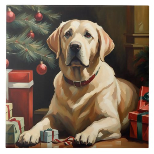 Labrador Retriever Christmas Ceramic Tile