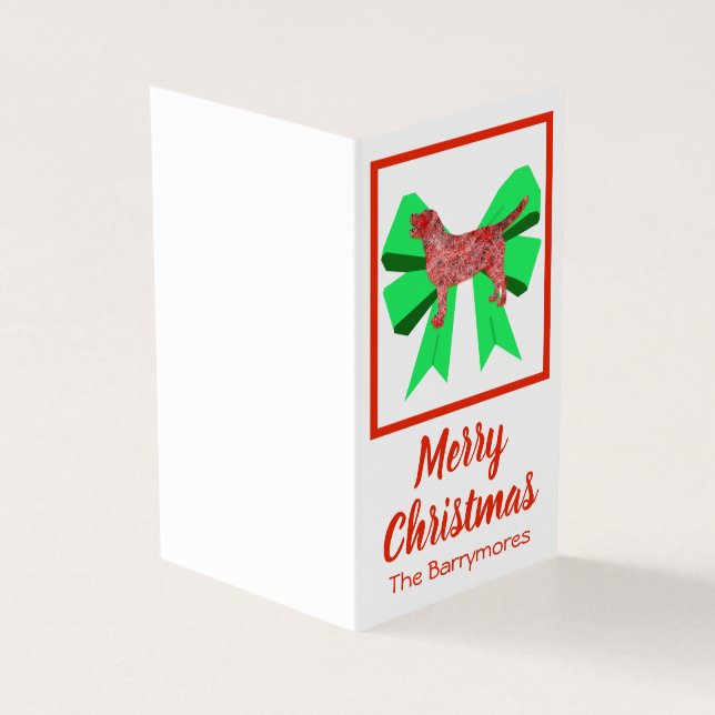 Labrador Retriever Christmas Dog & Bow Gift Tag (Outside)