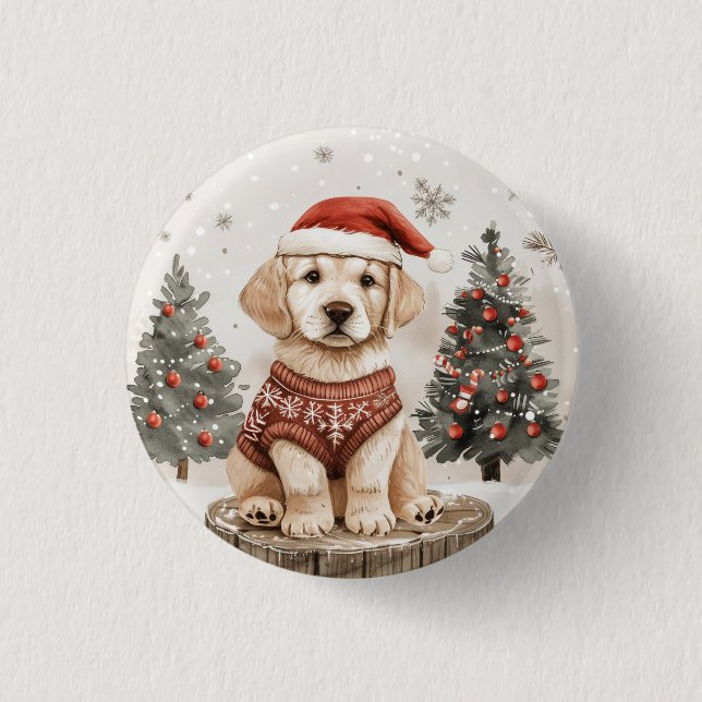Labrador Retriever Christmas Dog Button (Front)