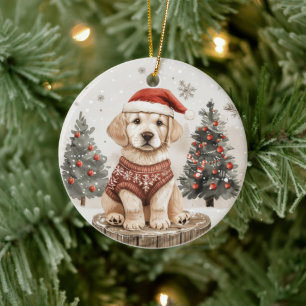 Labrador Retriever Christmas Dog Ceramic Ornament