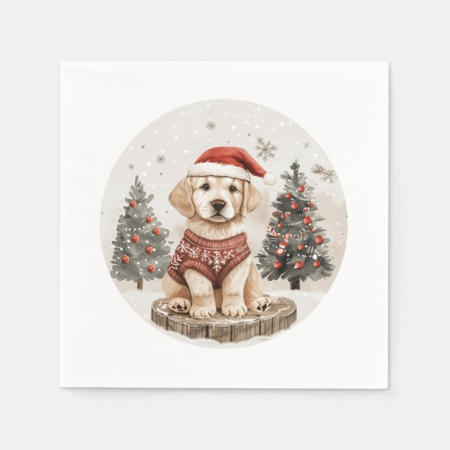 Labrador Retriever Christmas Dog Napkins (Front)