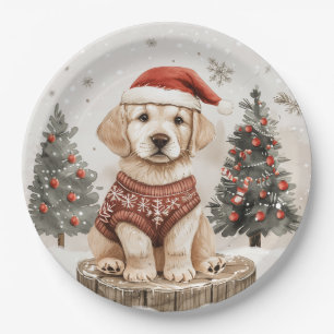 Labrador Retriever Christmas Dog Paper Plates