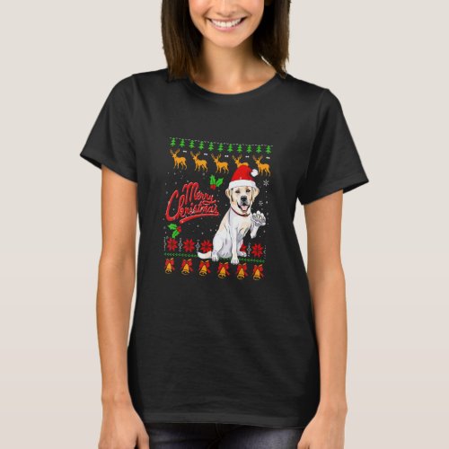 Labrador Retriever Christmas Lights Santa Hat Dog  T_Shirt