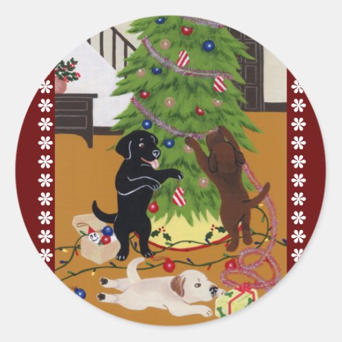 Labrador Retriever Christmas Tree Classic Round Sticker