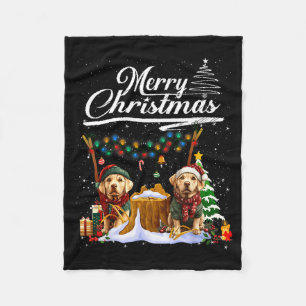 Labrador Retriever Christmas Tree Decorations Dog  Fleece Blanket