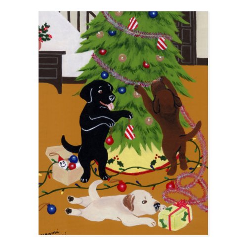 Labrador Retriever Christmas Tree Postcard