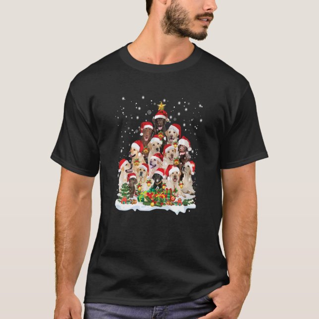 Labrador Retriever Christmas Tree Santa Hat Pajama T-Shirt (Front)