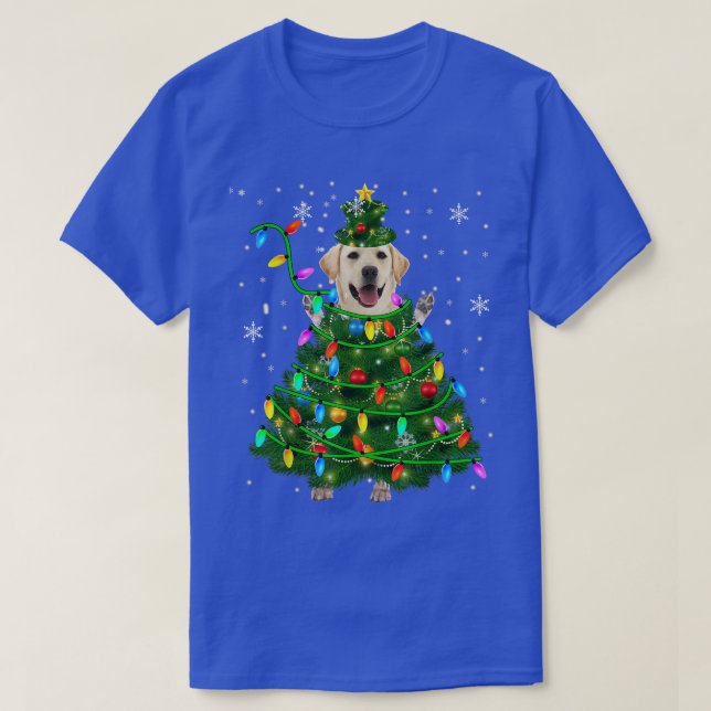Labrador Retriever Christmas Tree Xmas Lights Dog  T-Shirt (Design Front)
