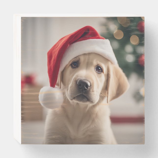 Labrador Retriever Christmas Wooden Box Sign (Front Horizontal)