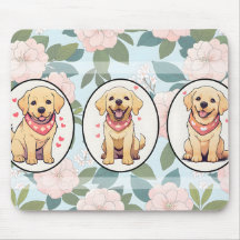 Labrador Retriever classic flowers background