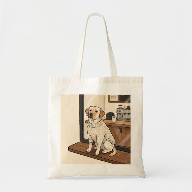 Labrador Retriever Coffee shop window Tote Bag