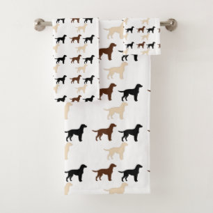 labrador retriever color silhouettes bath towel set