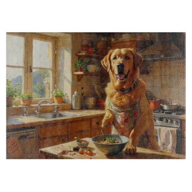 Labrador Retriever Cooking in Kitchen Cutting Board (Front)
