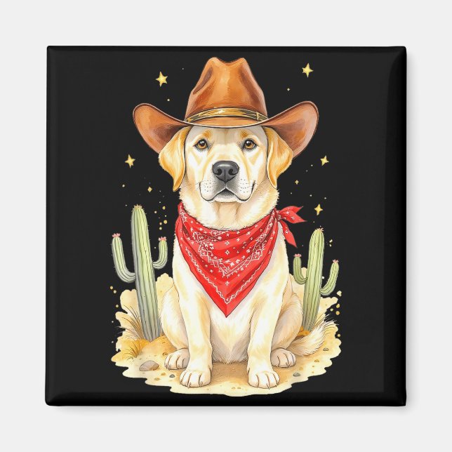 Labrador Retriever Cowboy Dog Western Llabrador Co Magnet (Front)