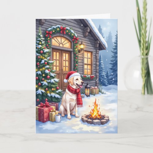 Labrador Retriever Cozy Christmas Cabin Holiday Card
