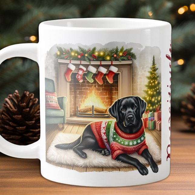 Labrador Retriever Cozy Christmas Puppy Dog Large Coffee Mug (Creator Uploaded)