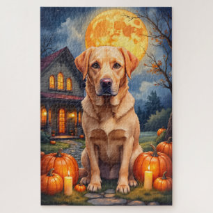 Labrador Retriever Cozy Halloween Portrait Art Jigsaw Puzzle