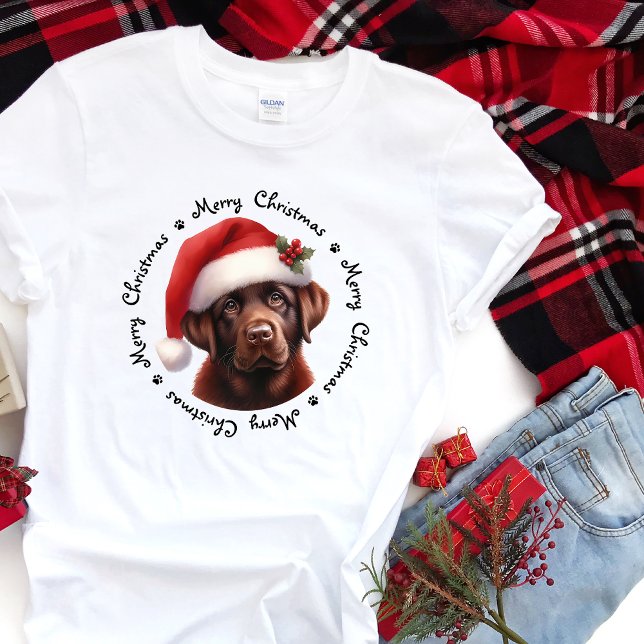 Labrador Retriever Cute Santa Dog Family Christmas T-Shirt (Creator Uploaded)