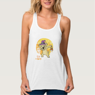 Labrador Retriever Dabbing Witch Pumpkin Funny Dog Tank Top