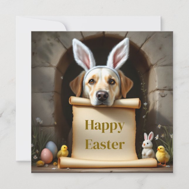 Labrador retriever dog and the message holiday card (Front)