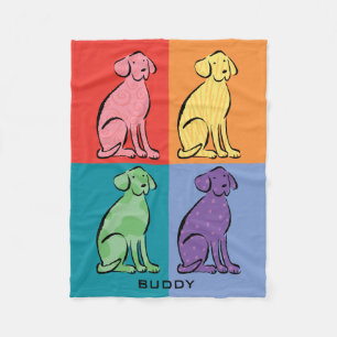 Labrador Retriever Dog Art Color Blocks Name Fleece Blanket