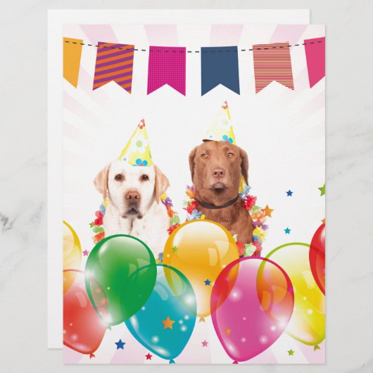 Labrador Retriever Dog Balloons Birthday (Front/Back)