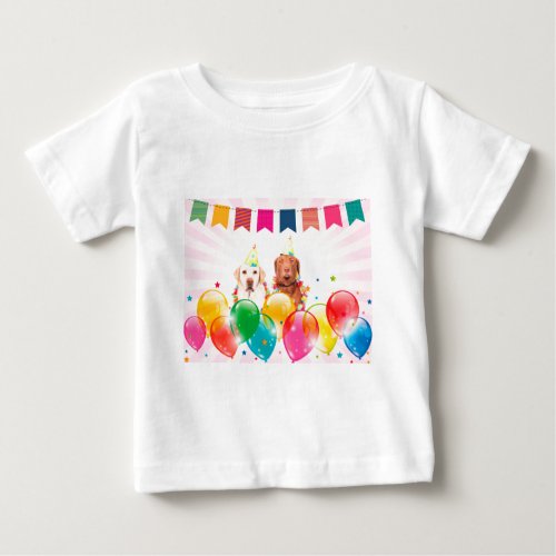 Labrador Retriever Dog Balloons Birthday Baby T_Shirt