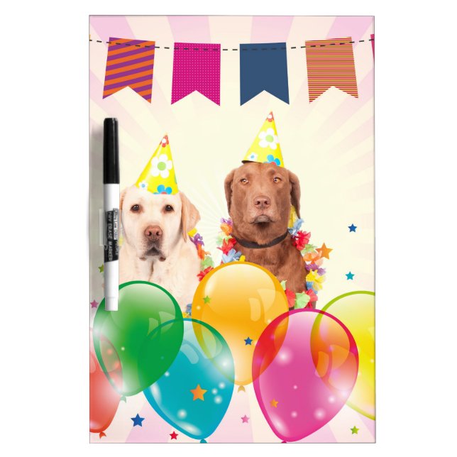 Labrador Retriever Dog Balloons Birthday Dry Erase Board (Front)