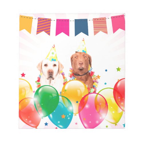 Labrador Retriever Dog Balloons Birthday Notepad